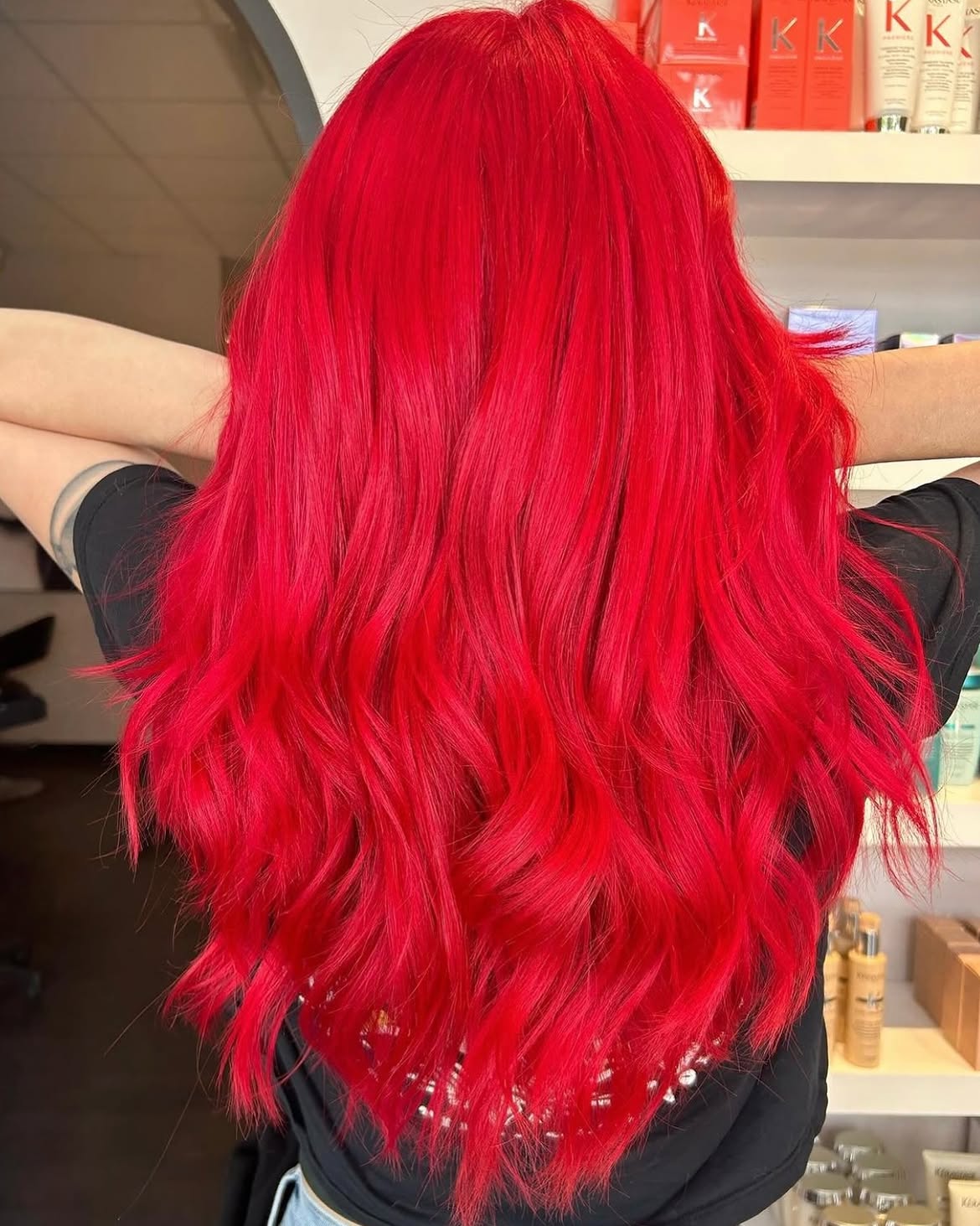 Vibrant Cherry Red Open Waves