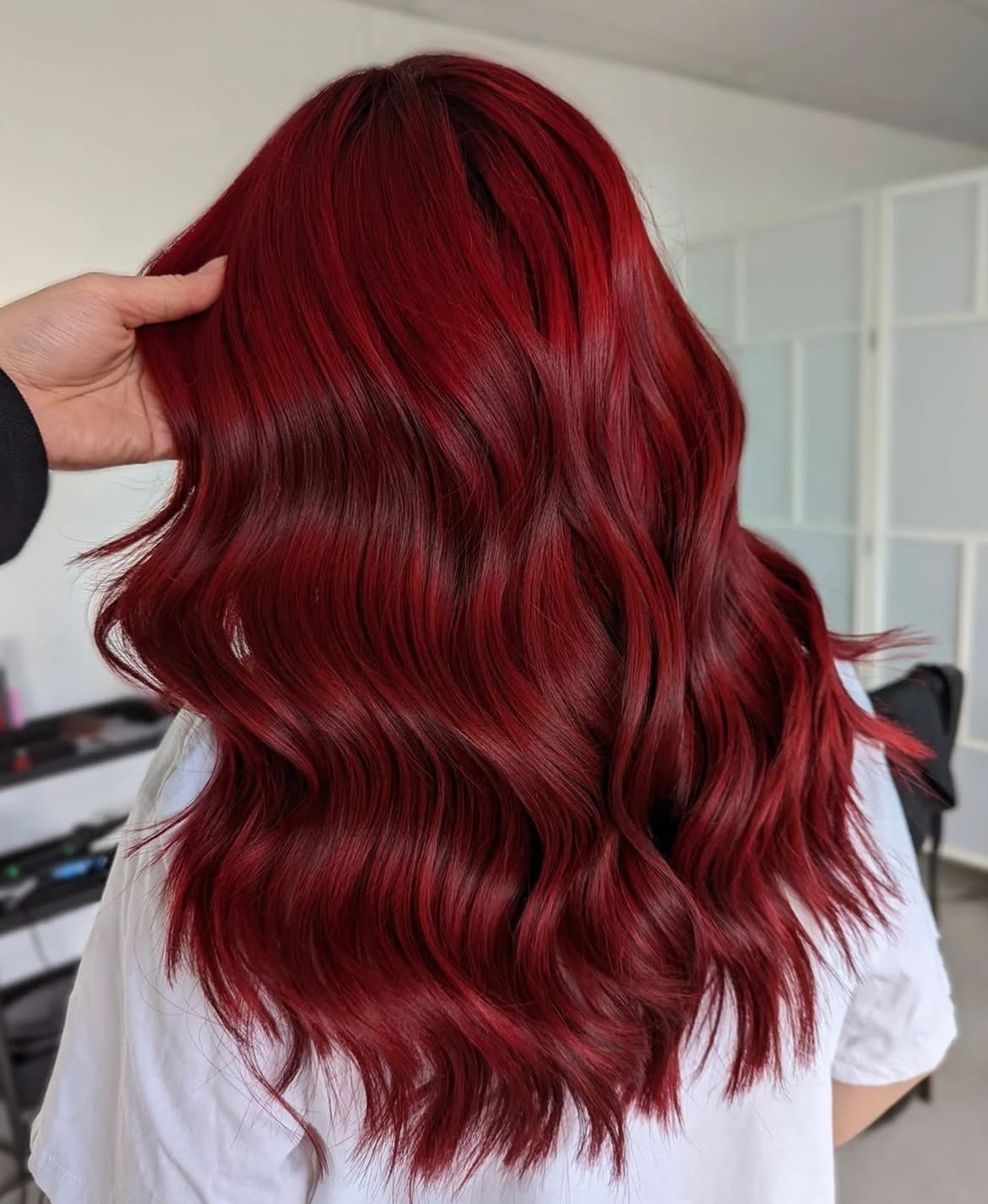 Vibrant Cherry Red Waves With Deep Dimension