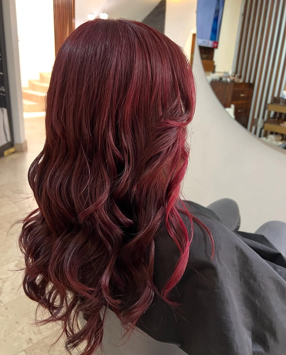 Vibrant Cherry Red Waves With Subtle Pink Highlights