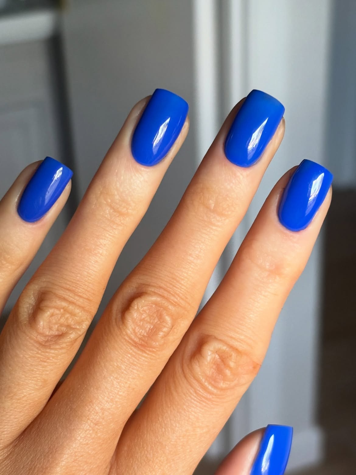 Vibrant Cobalt Blue Glossy Square Nails