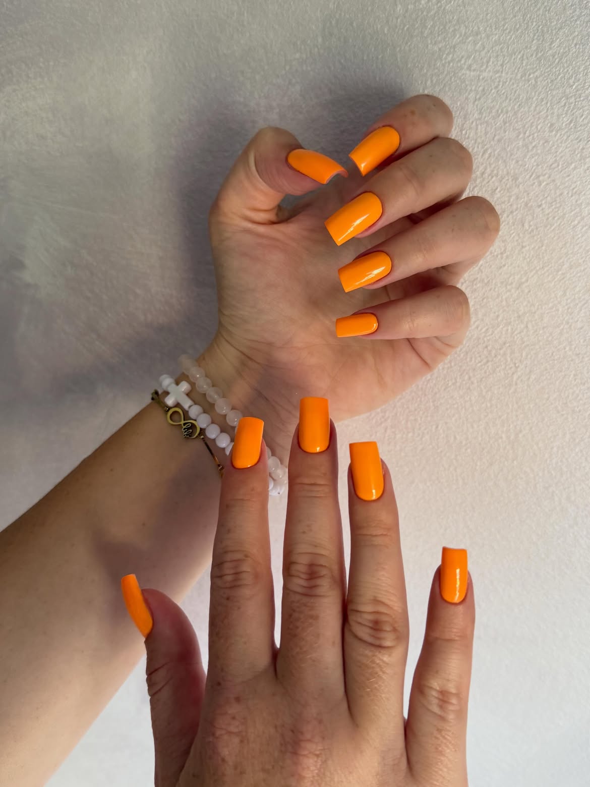 Vibrant Orange Glossy Square Medium Length