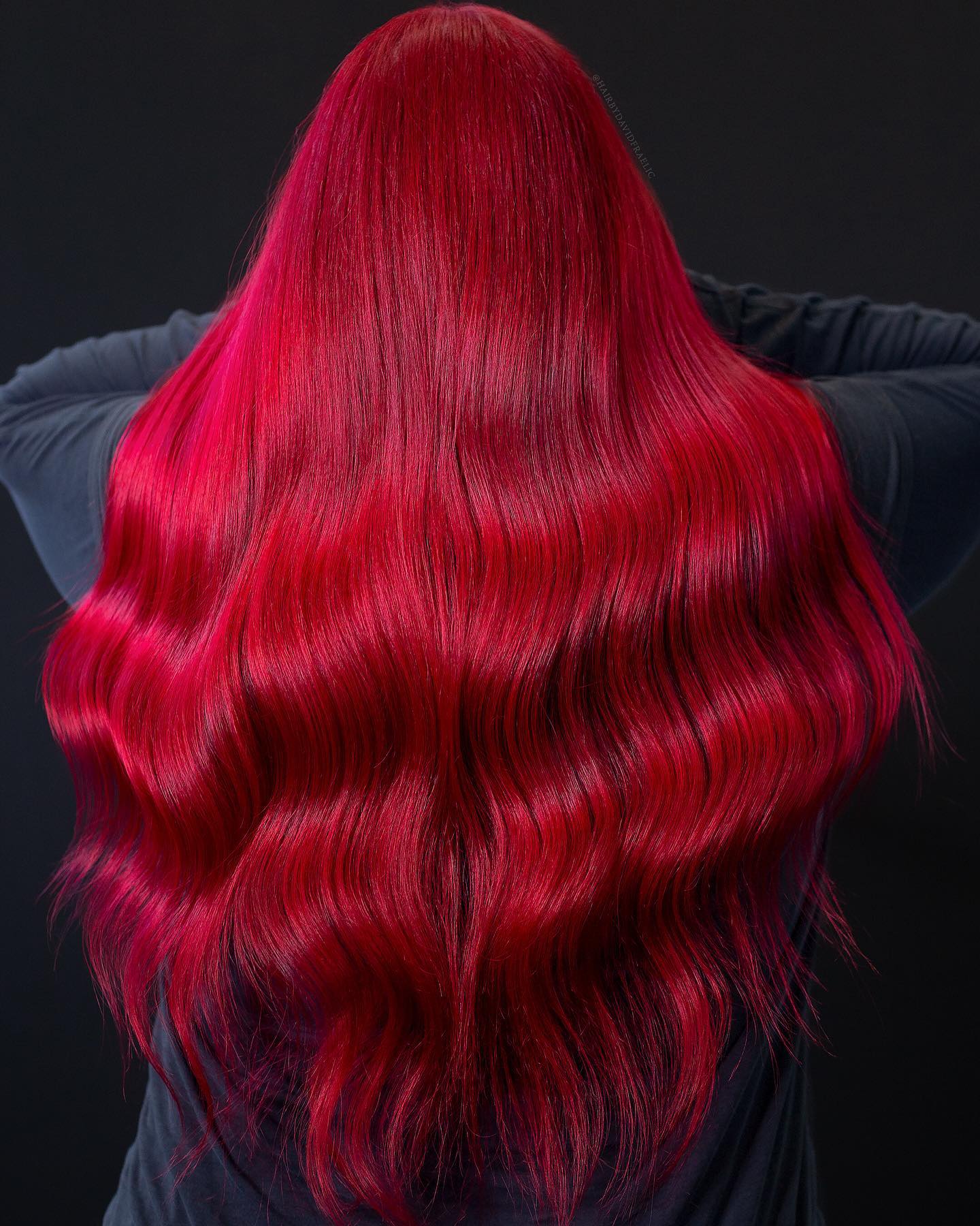 Vivid Cherry Red Glossy Waves