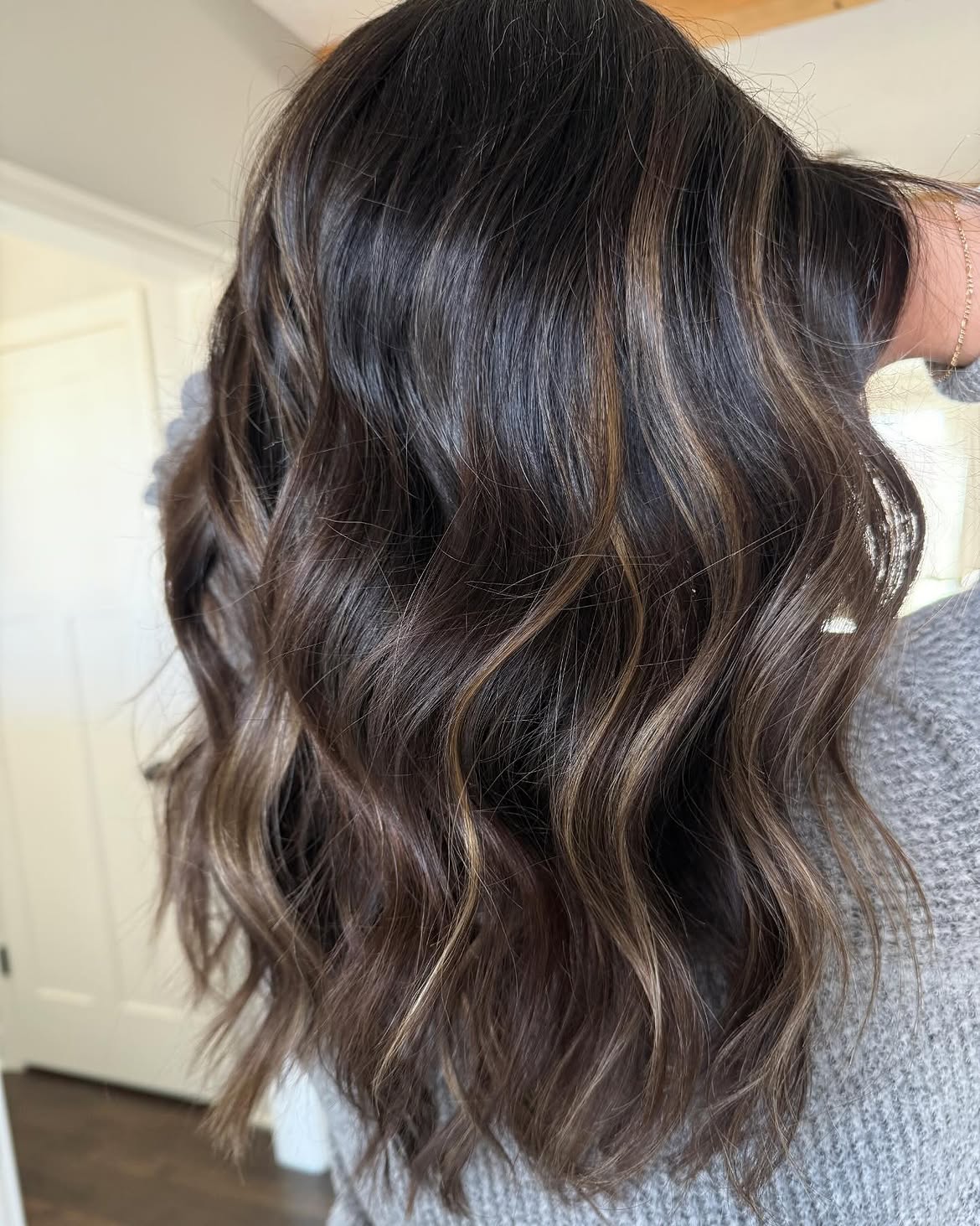 Warm Chestnut Balayage With Loose Waves