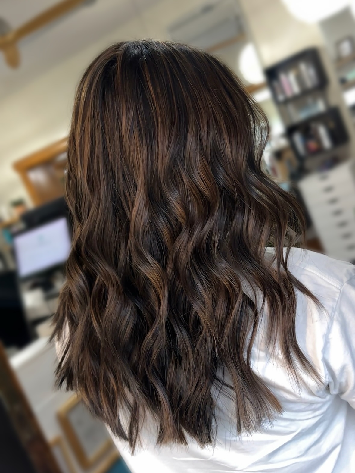 Warm Chocolate Balayage With Loose Waves