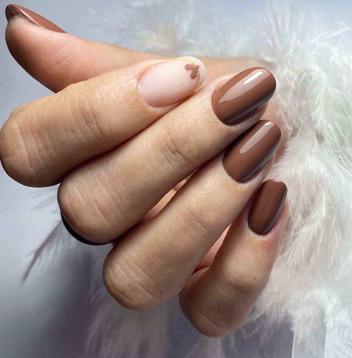 Warm Chocolate Swirl and French Tip Nails