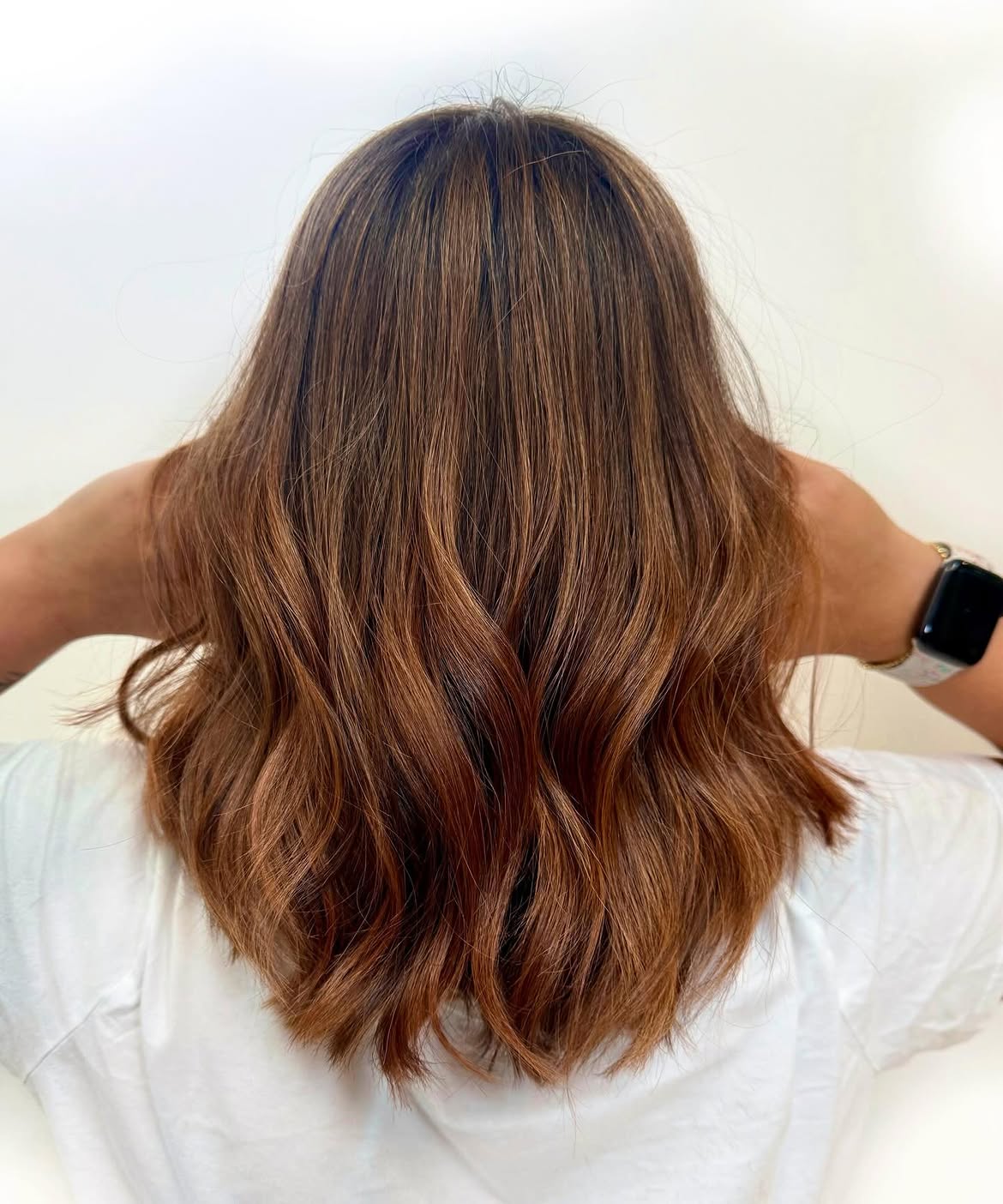 Warm Cinnamon Balayage With Soft Waves