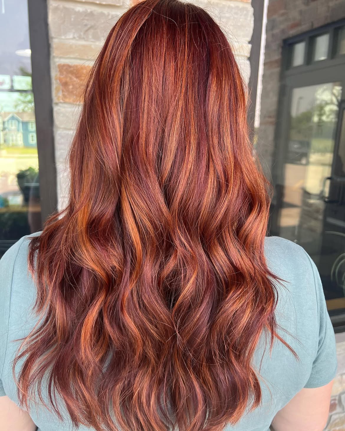 Warm Copper And Auburn Balayage Waves