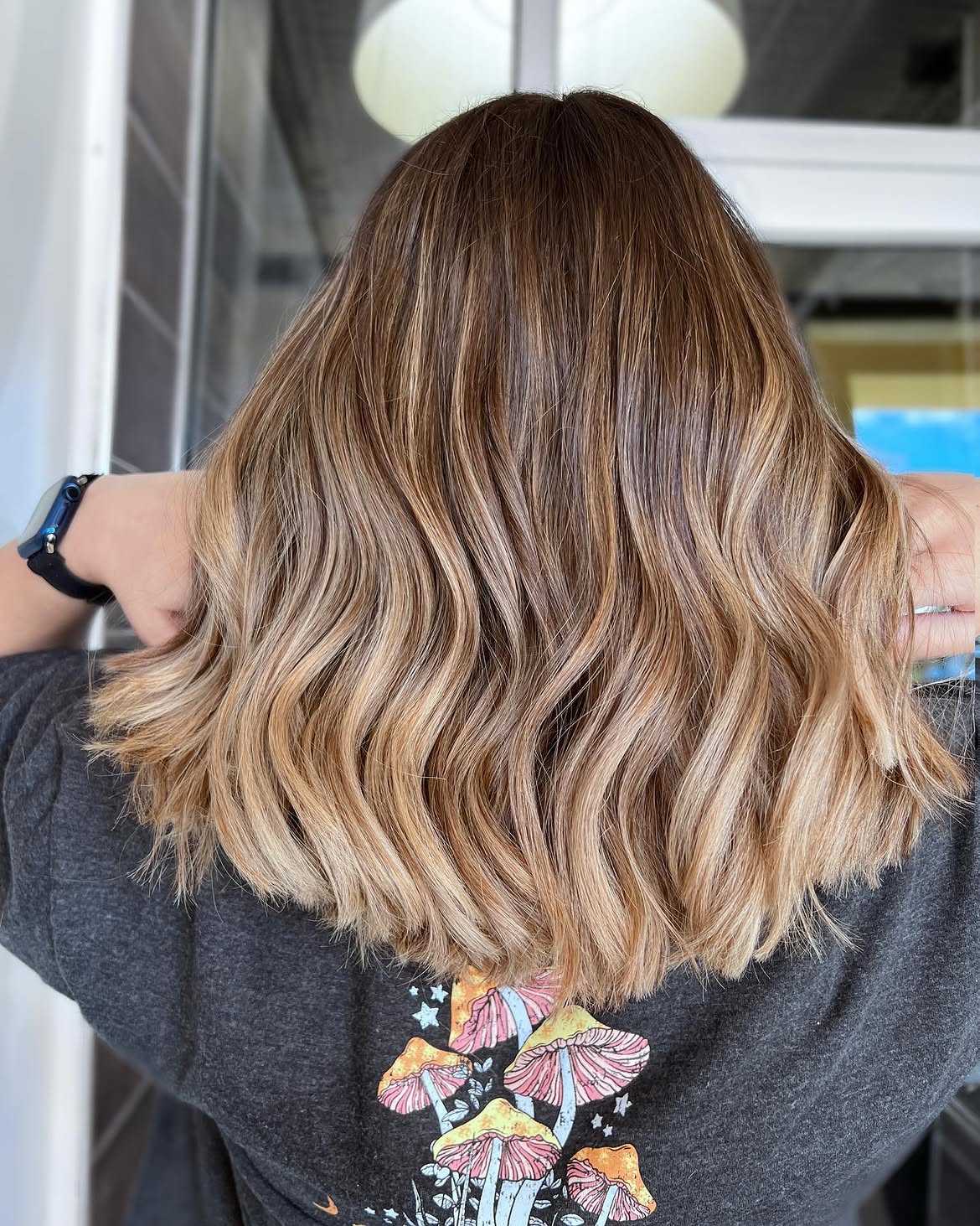Warm Honey Beige Balayage On Beachy Waves