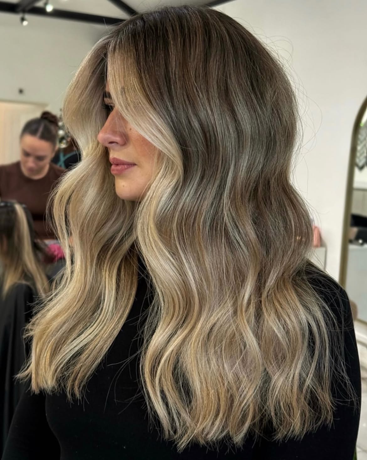 Warm Honey Blonde Balayage With Face Framing Layers