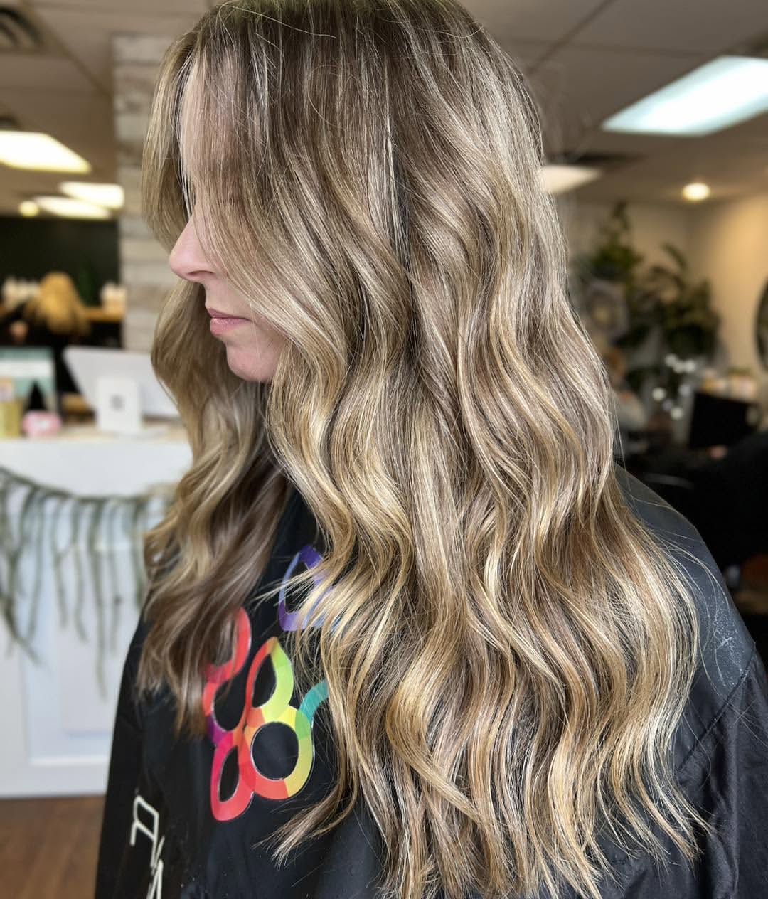 Warm Honey Blonde Balayage With Loose Waves
