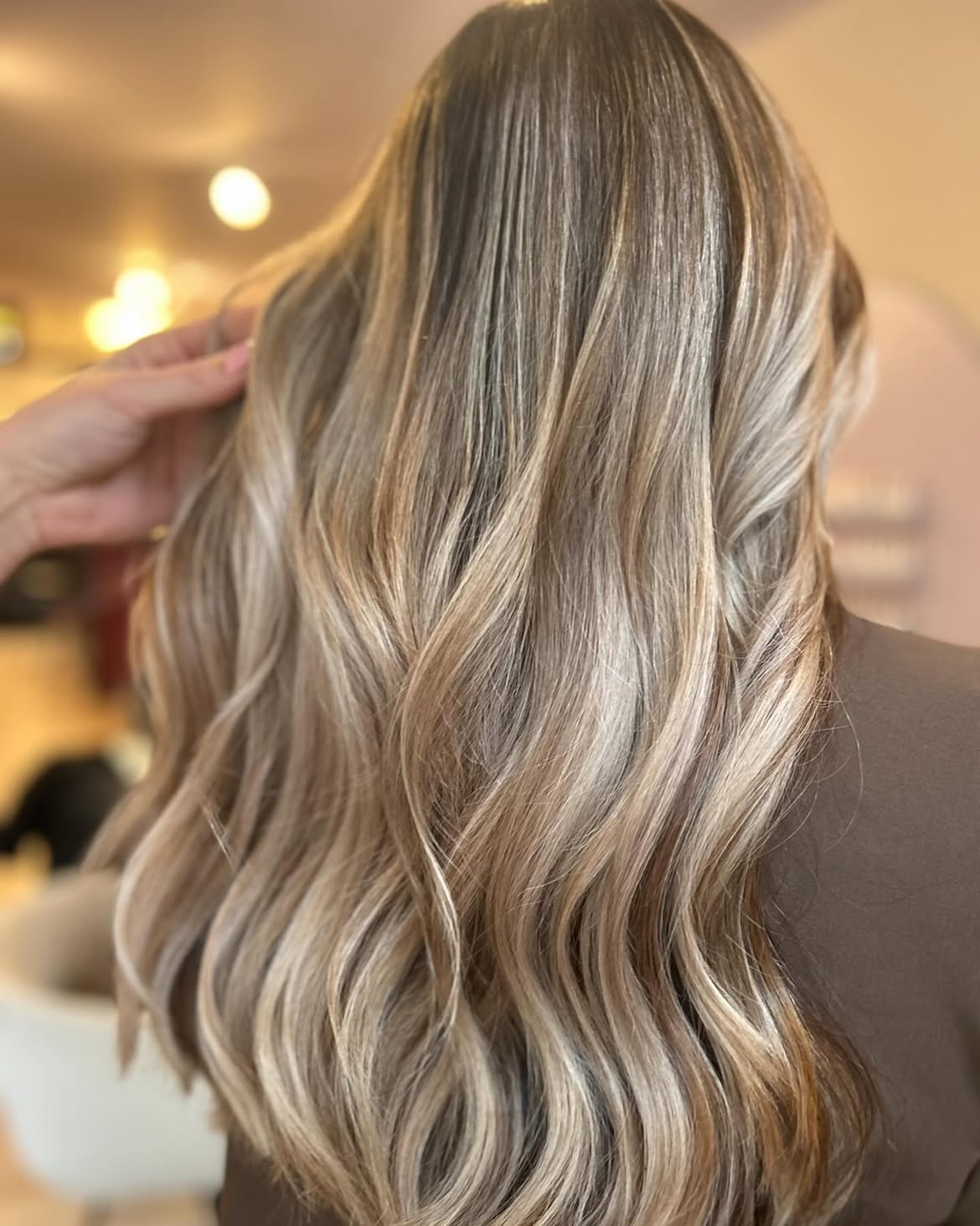 Warm Honey Blonde Balayage With Soft Waves