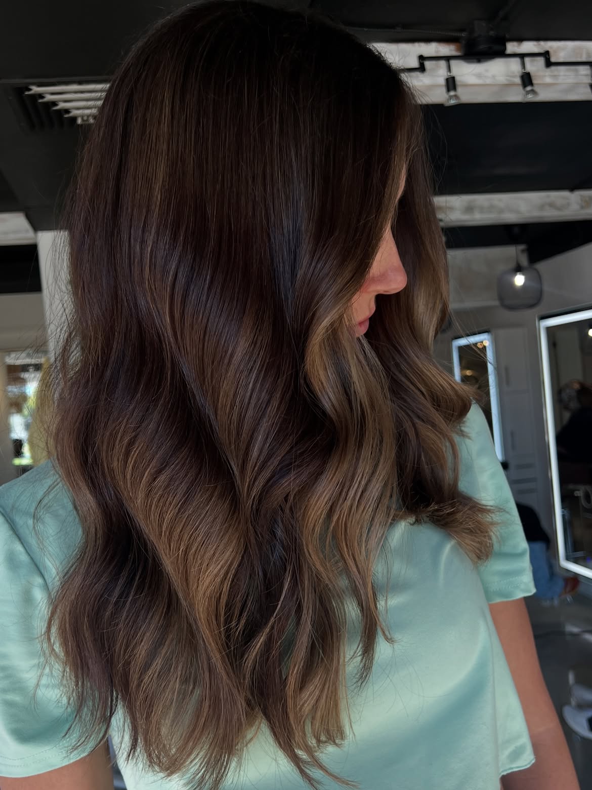 Warm Mocha Balayage With Loose Waves