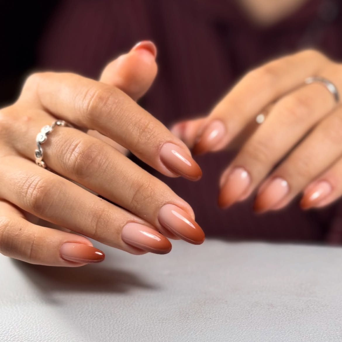 Warm Spice Ombre Almond Nails