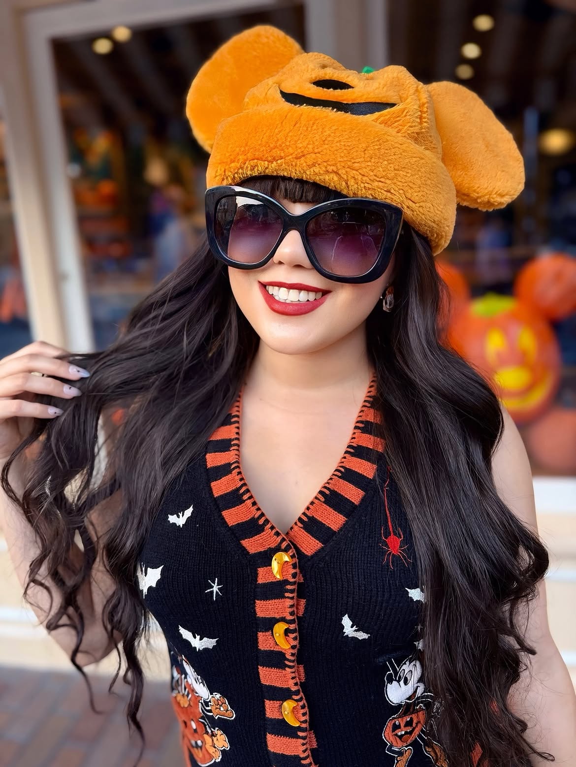 Whimsical Halloween Sweater Vest With Pumpkin Hat