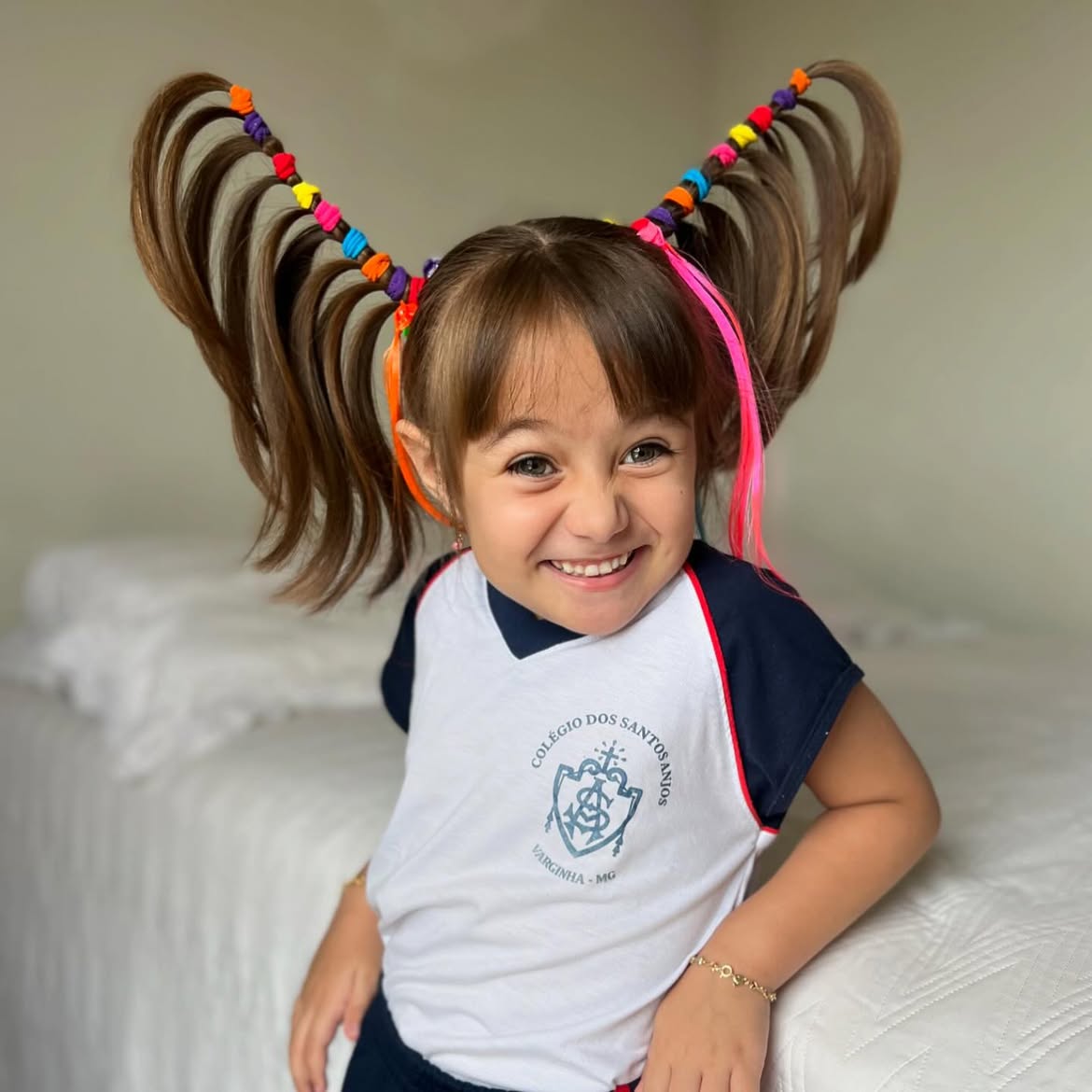 Whimsical Pigtails With Rainbow Accents