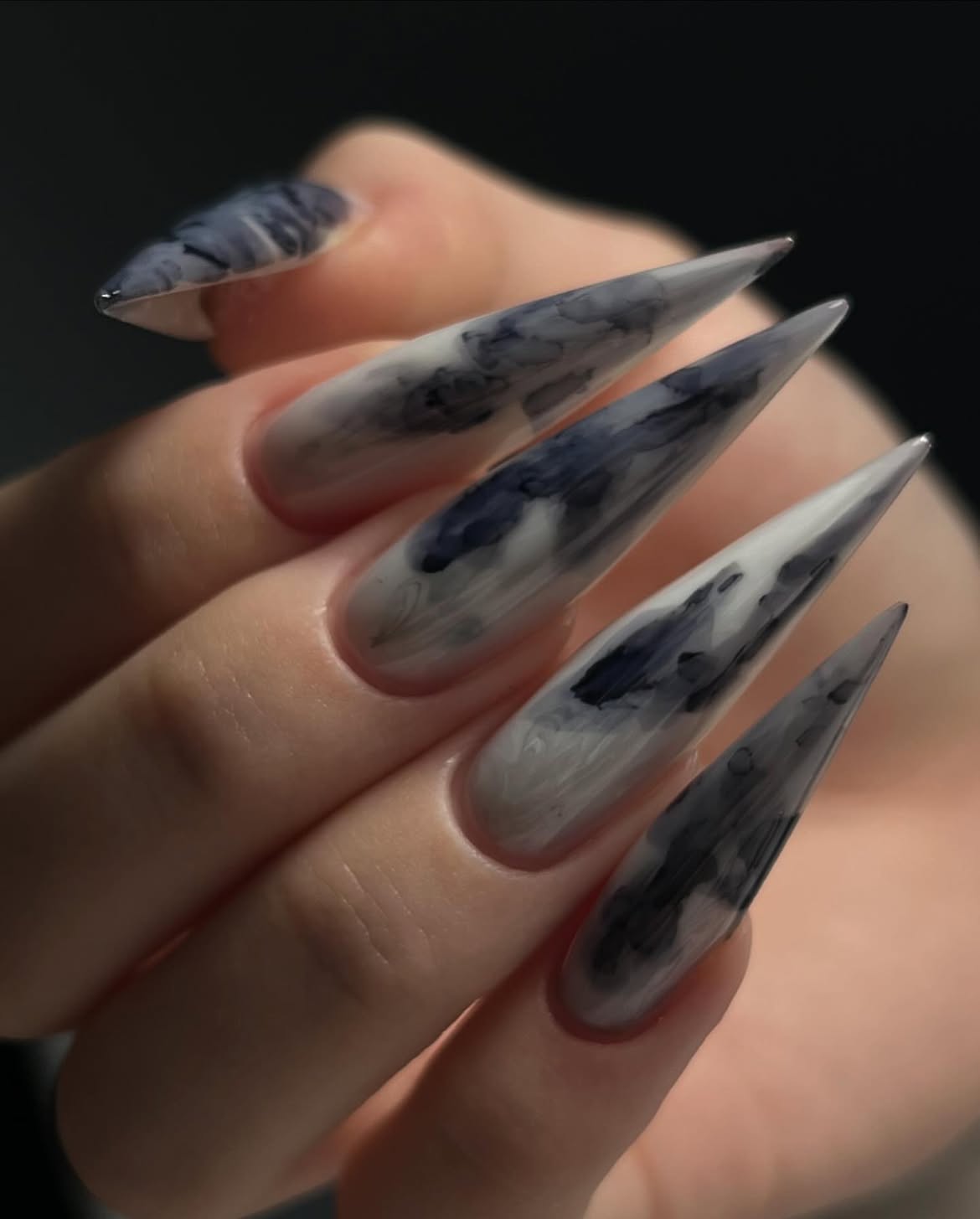 Abstract Smoke Stiletto Nails