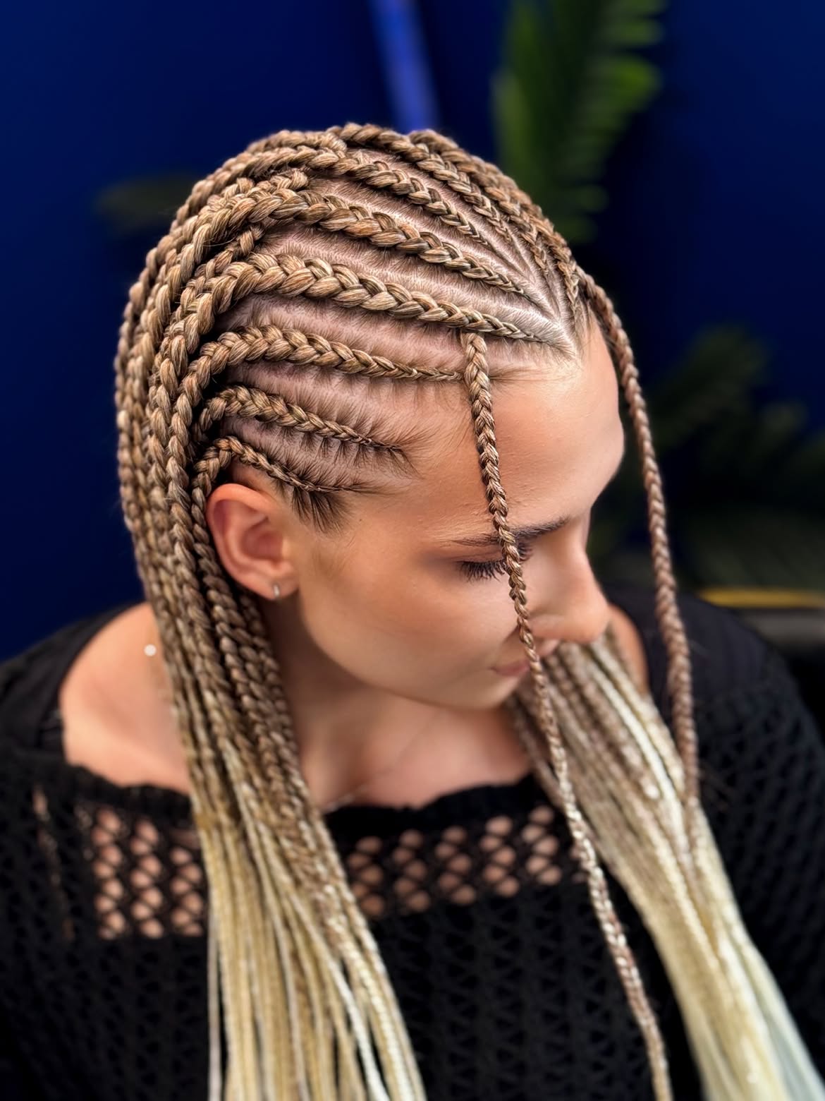 Ash Blonde Cornrows With Face Framing Braids