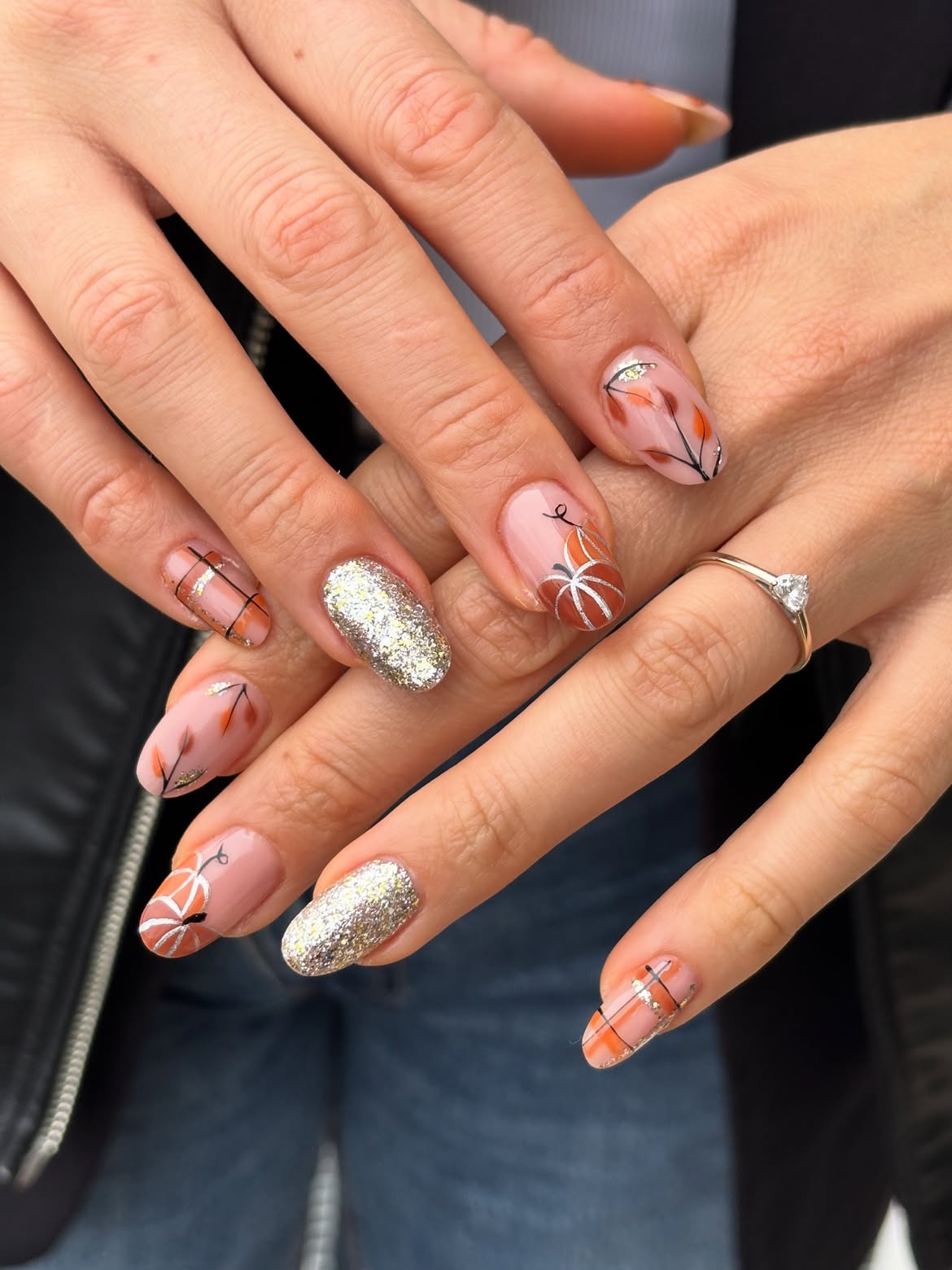 Autumn Harvest Pumpkin and Plaid Nails