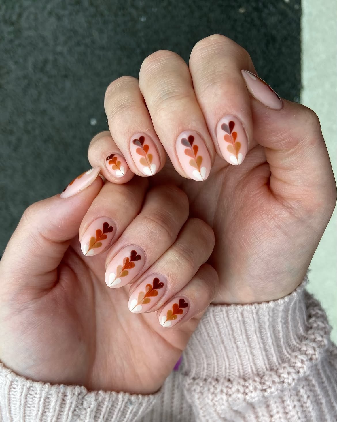Autumn Leaf Gradient Almond French Tips