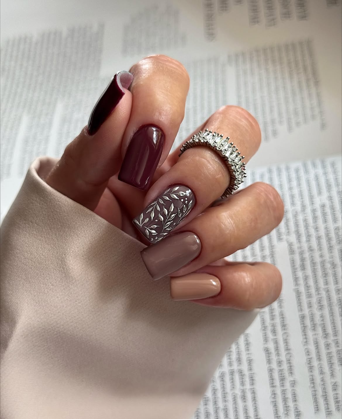 Autumnal Ombre with Metallic Leaf Art