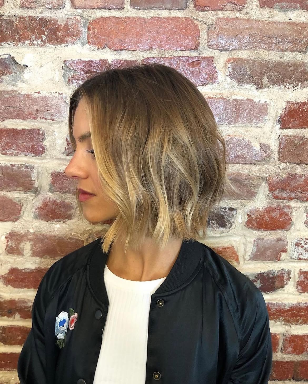 Beachy Waves Blonde Balayage Chin Length Bob