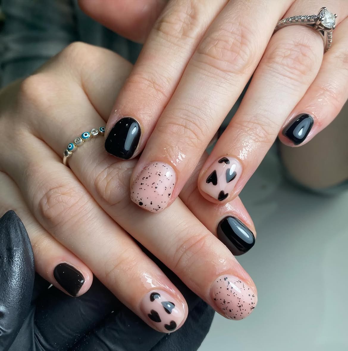 Black Hearts With Speckled Accents
