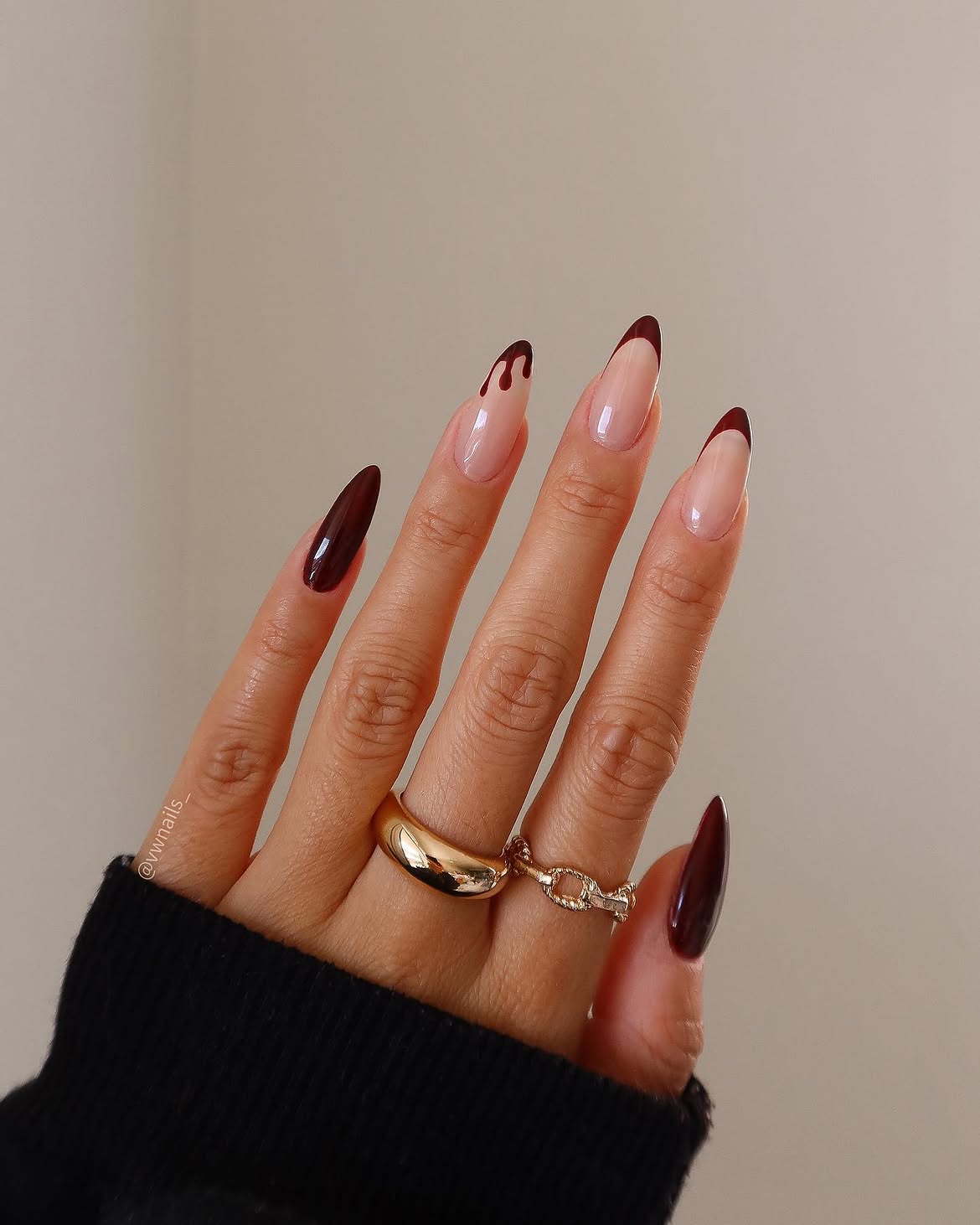 Bloody Drip French Tip Almond Nails