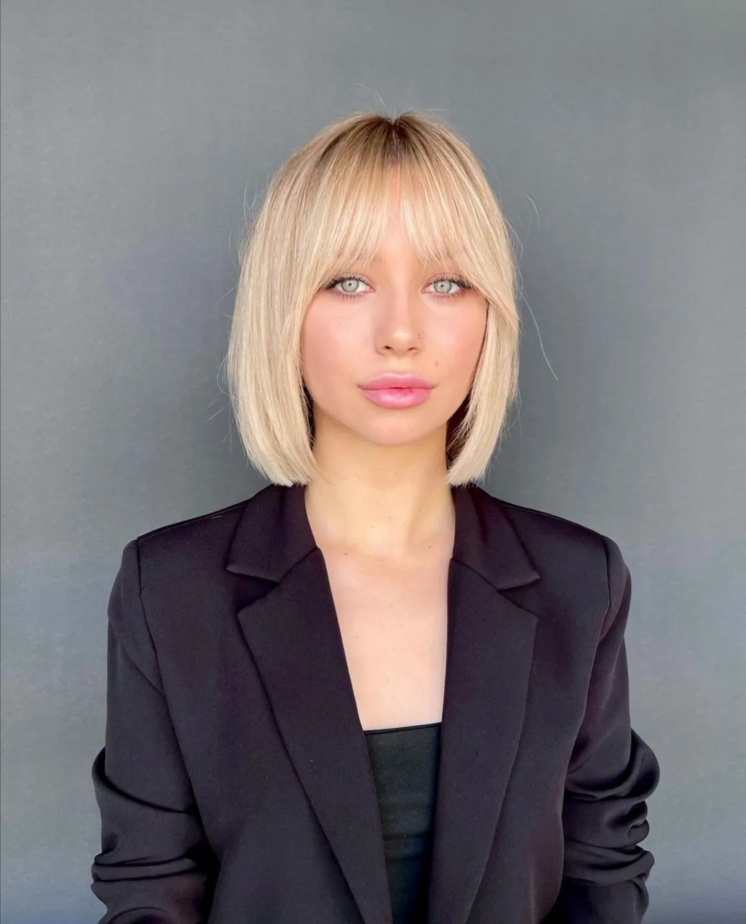 Blunt Bob With Wispy Curtain Bangs