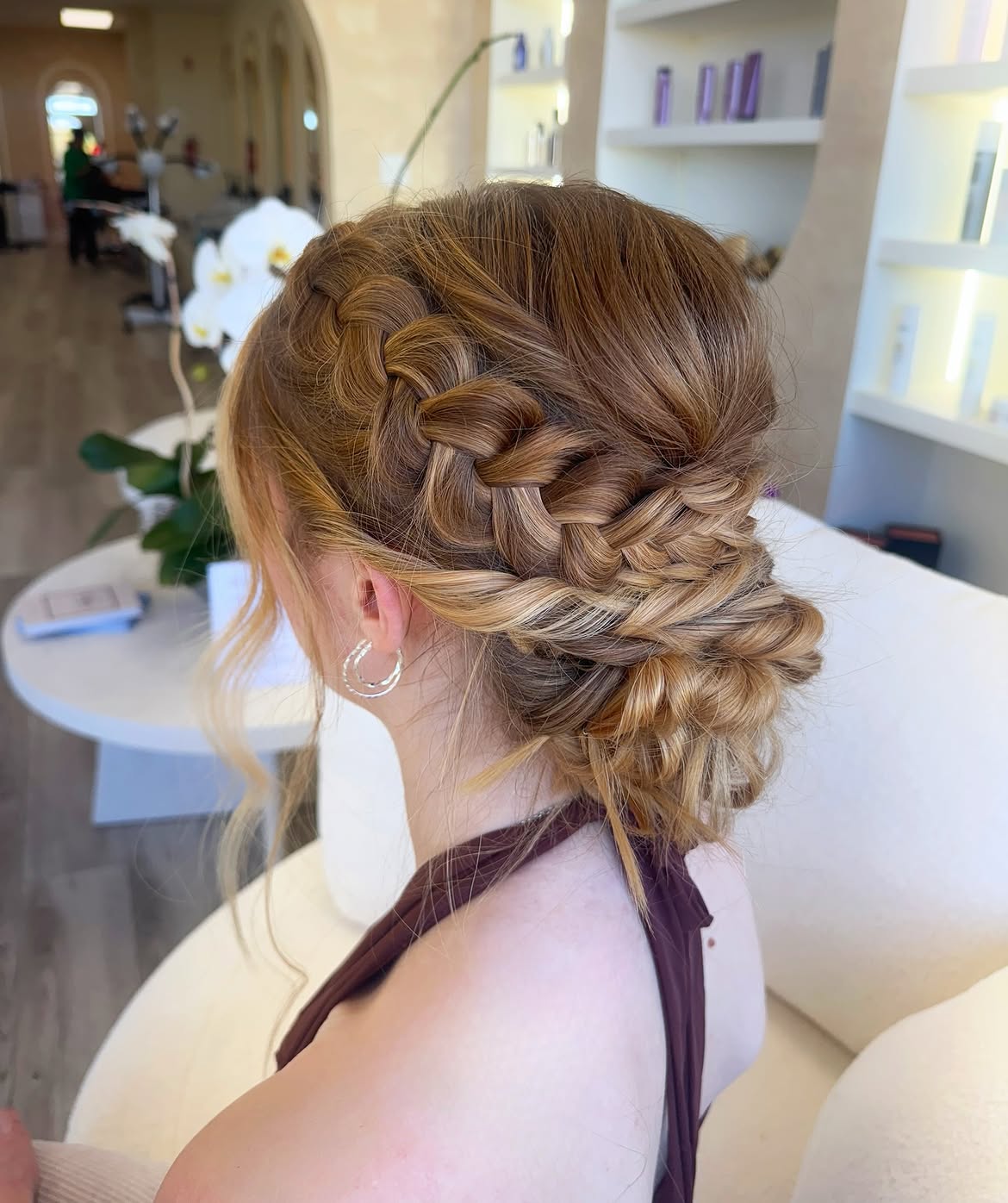 Bohemian Braided Updo With Loose Tendrils