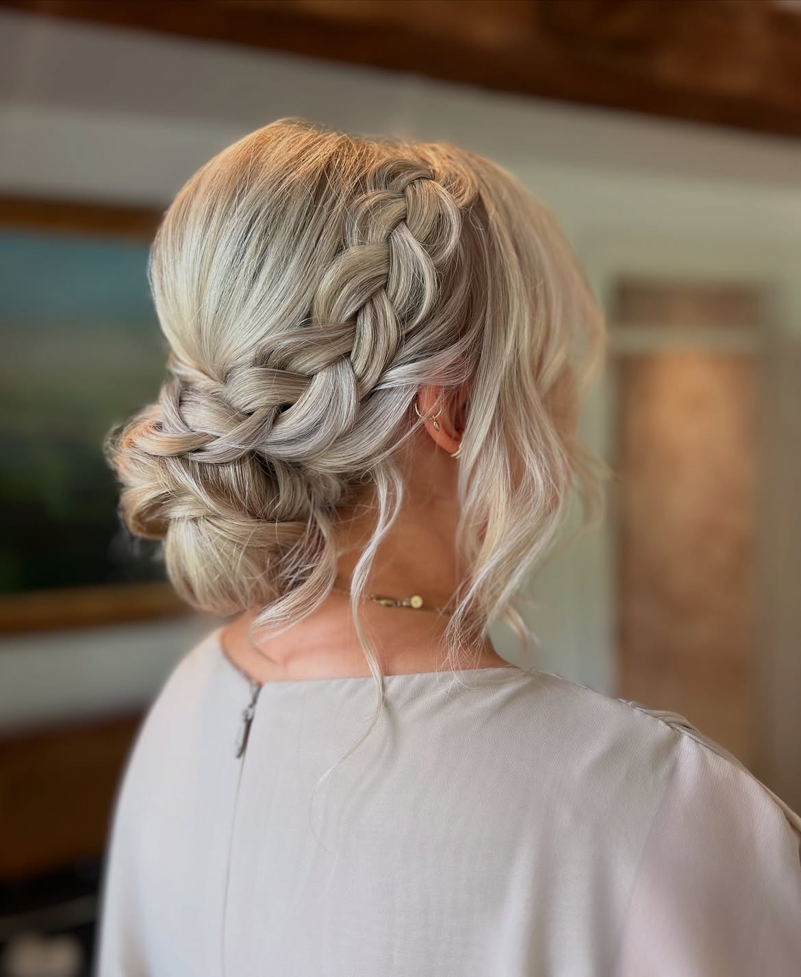 Bohemian Braided Updo With Loose Waves
