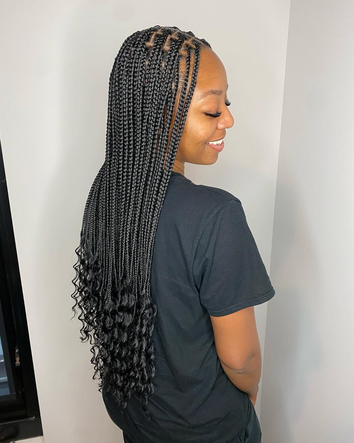 Boho Box Braids With Curly Ends