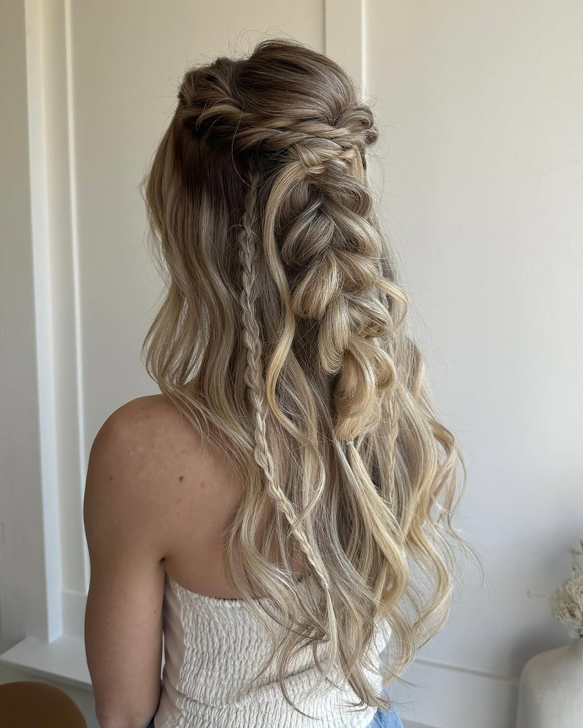 Boho Braided Half-Up Style With Loose Waves