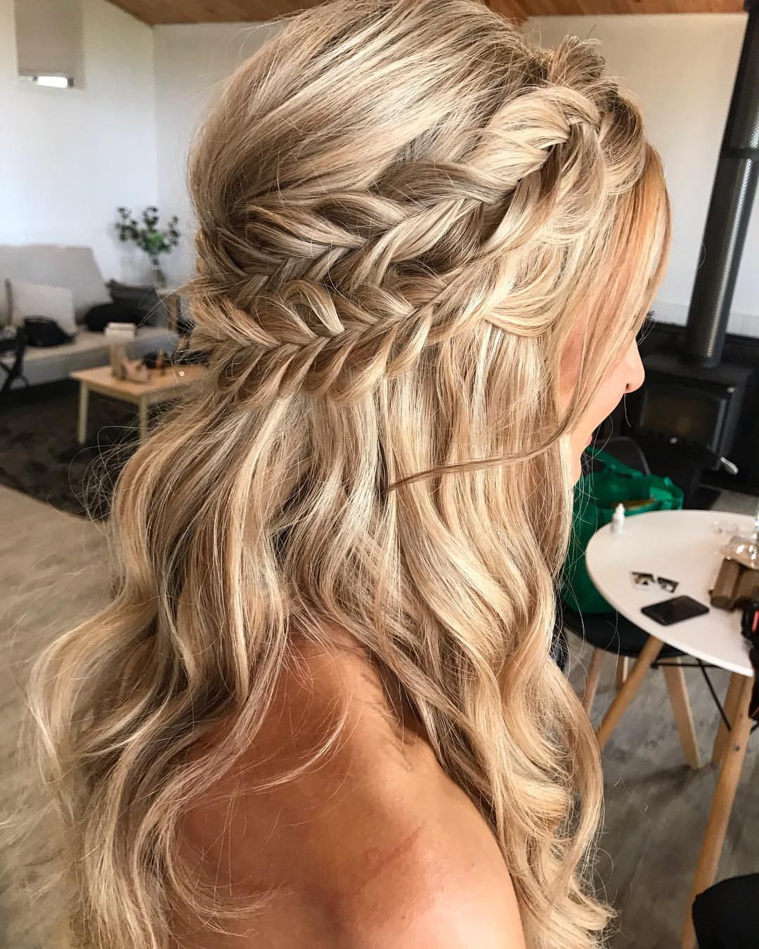 Boho Fishtail Braided Half Up Style