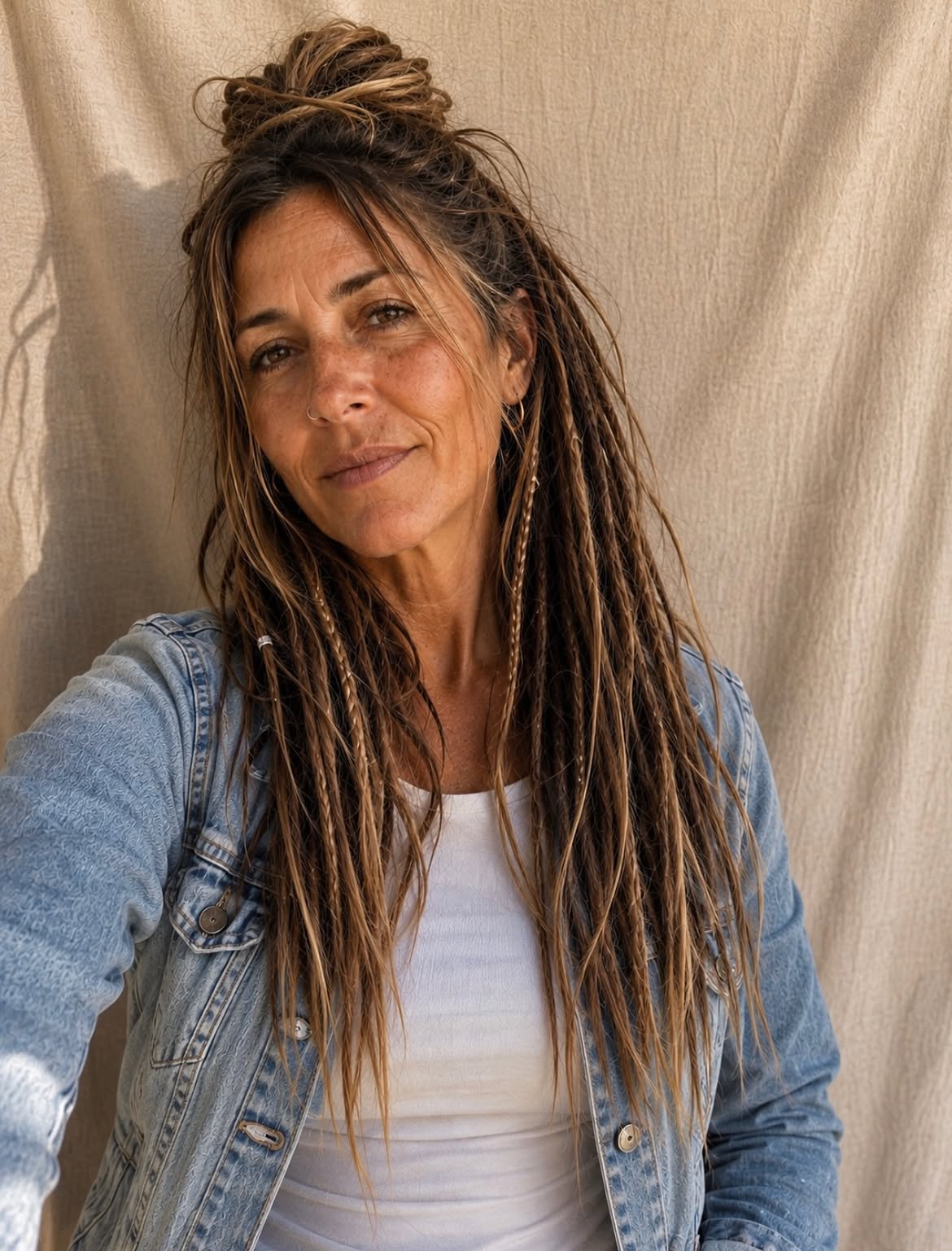 Boho Half Up Style With Accent Braids And Locs