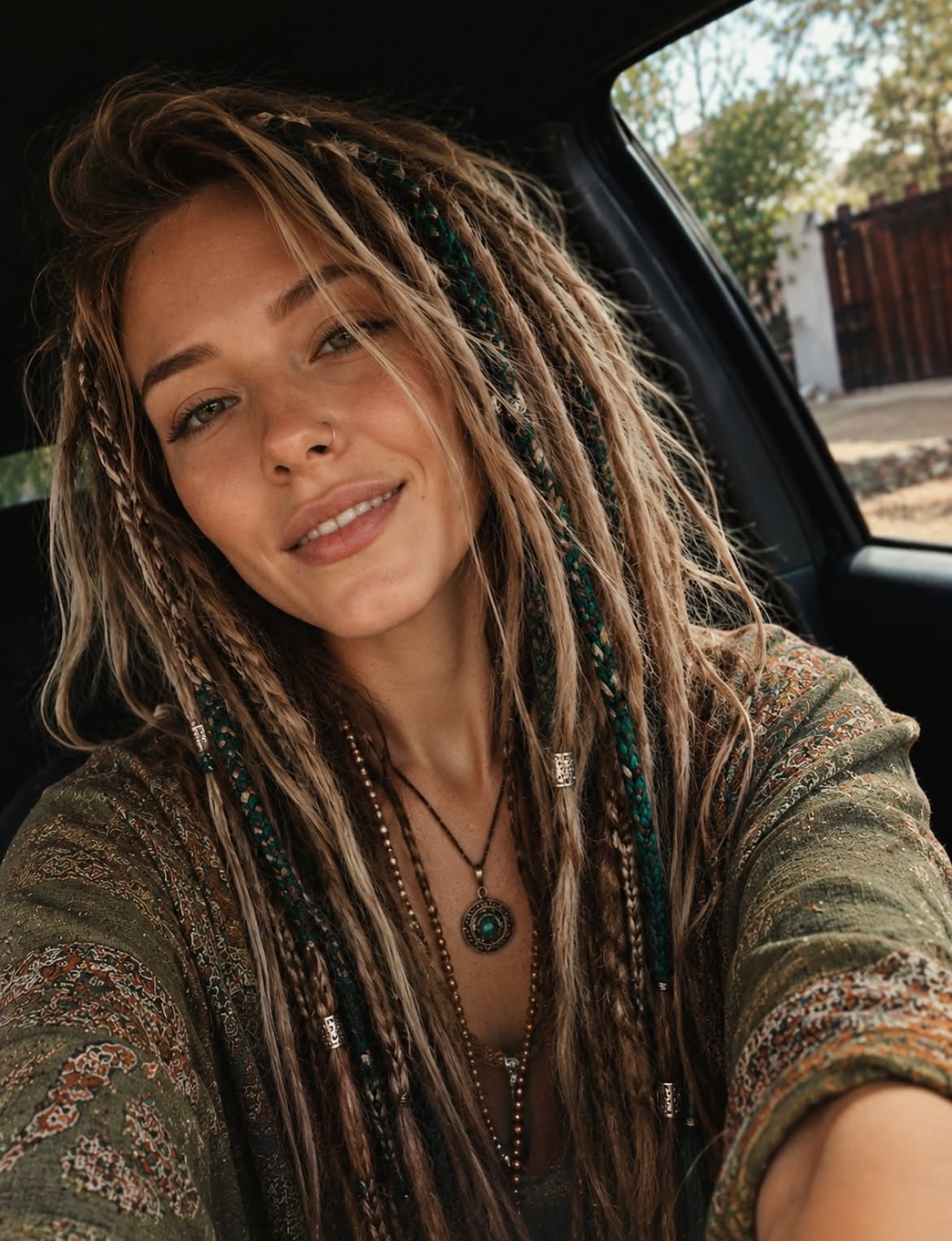 Boho Inspired Blonde Dreads With Accent Braids