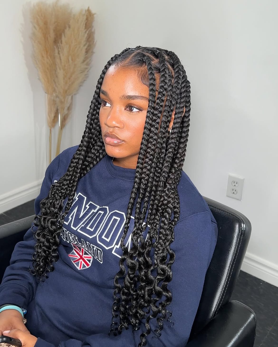 Boho Knotless Braids With Curly Ends