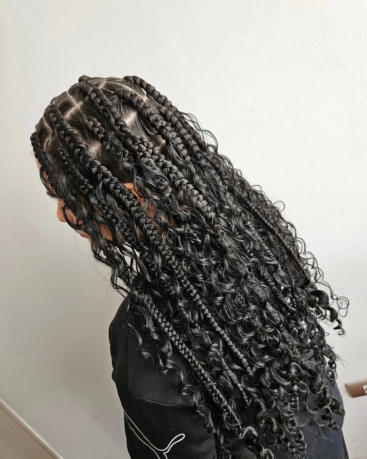 Boho Knotless Braids With Curly Loose Ends