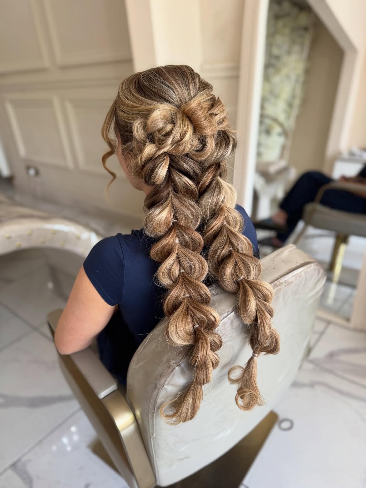 Braided Crown With Cascading Bubble Braids