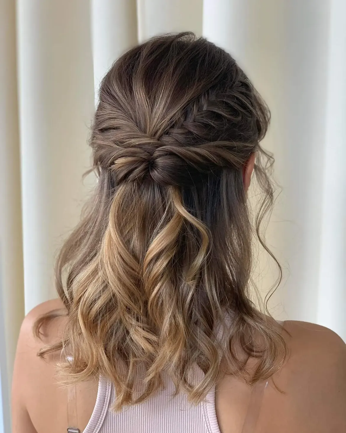 Braided Half Up Half Down With Loose Waves