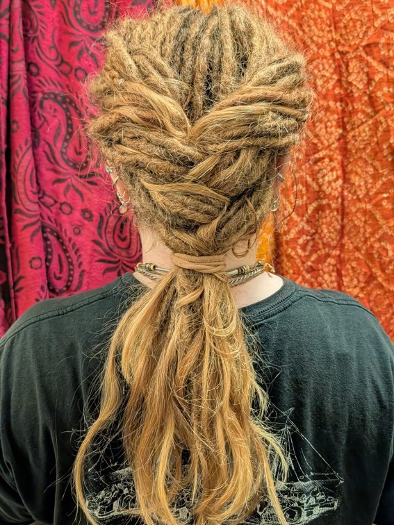 Braided Half Updo With Textured Locs