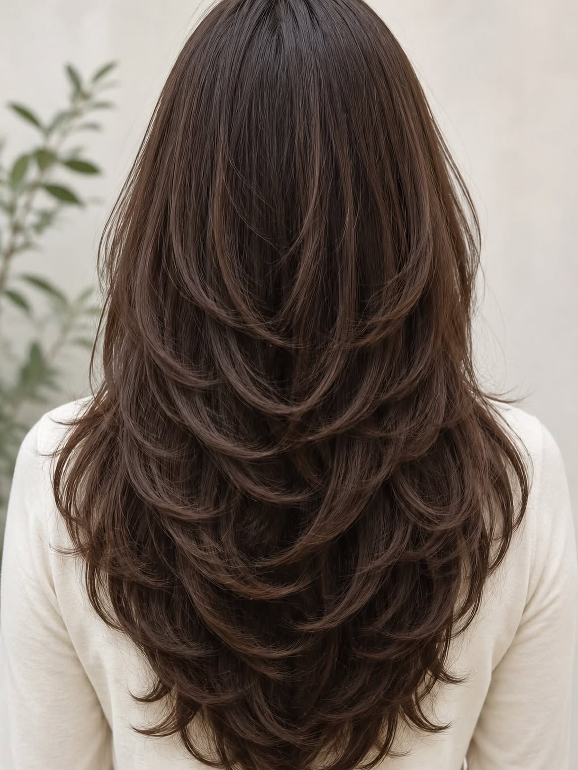 Cascading U-Cut Layers With Espresso Brown Tone