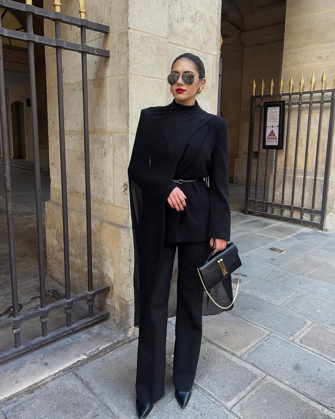 Chic Black Blazer and Trouser Thanksgiving Outfit