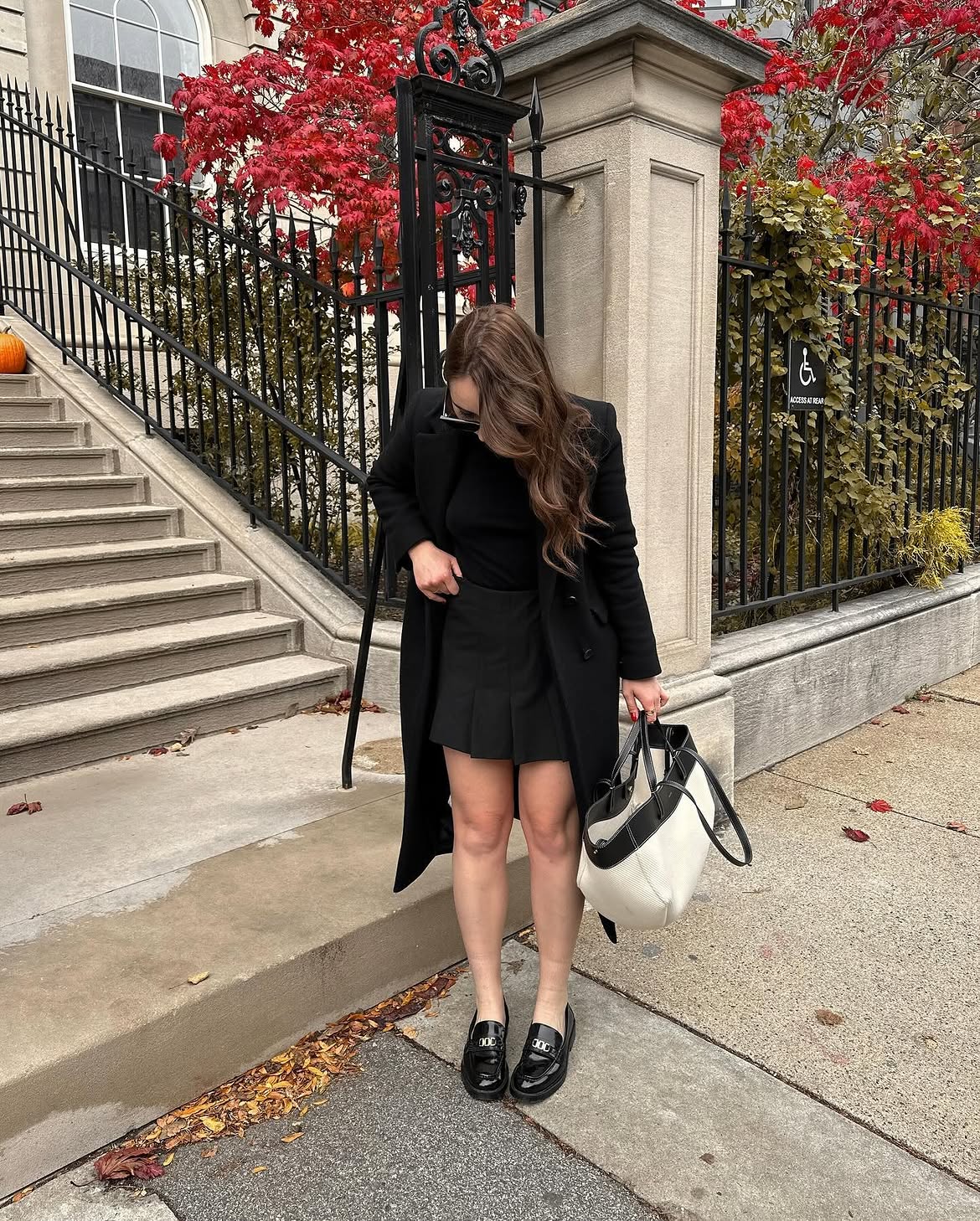 Chic Black Skirt Set With Trench For Fall