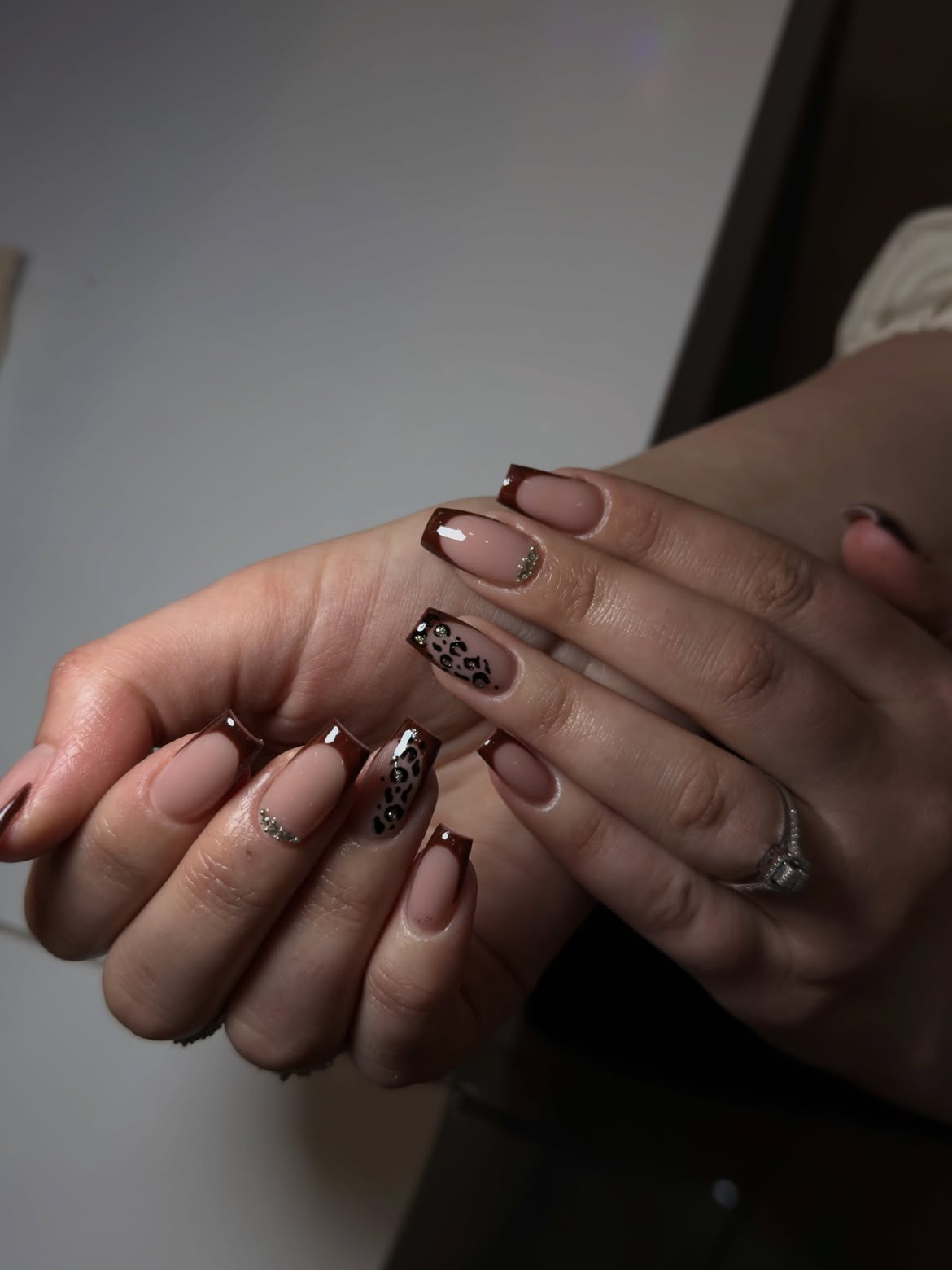 Chic Chocolate Leopard French Tips