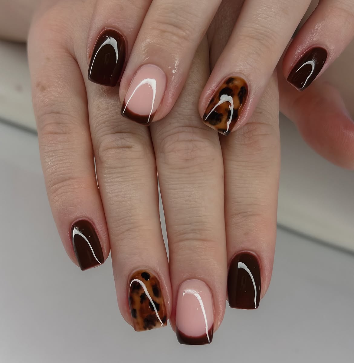 Chic Chocolate Leopard French Tips