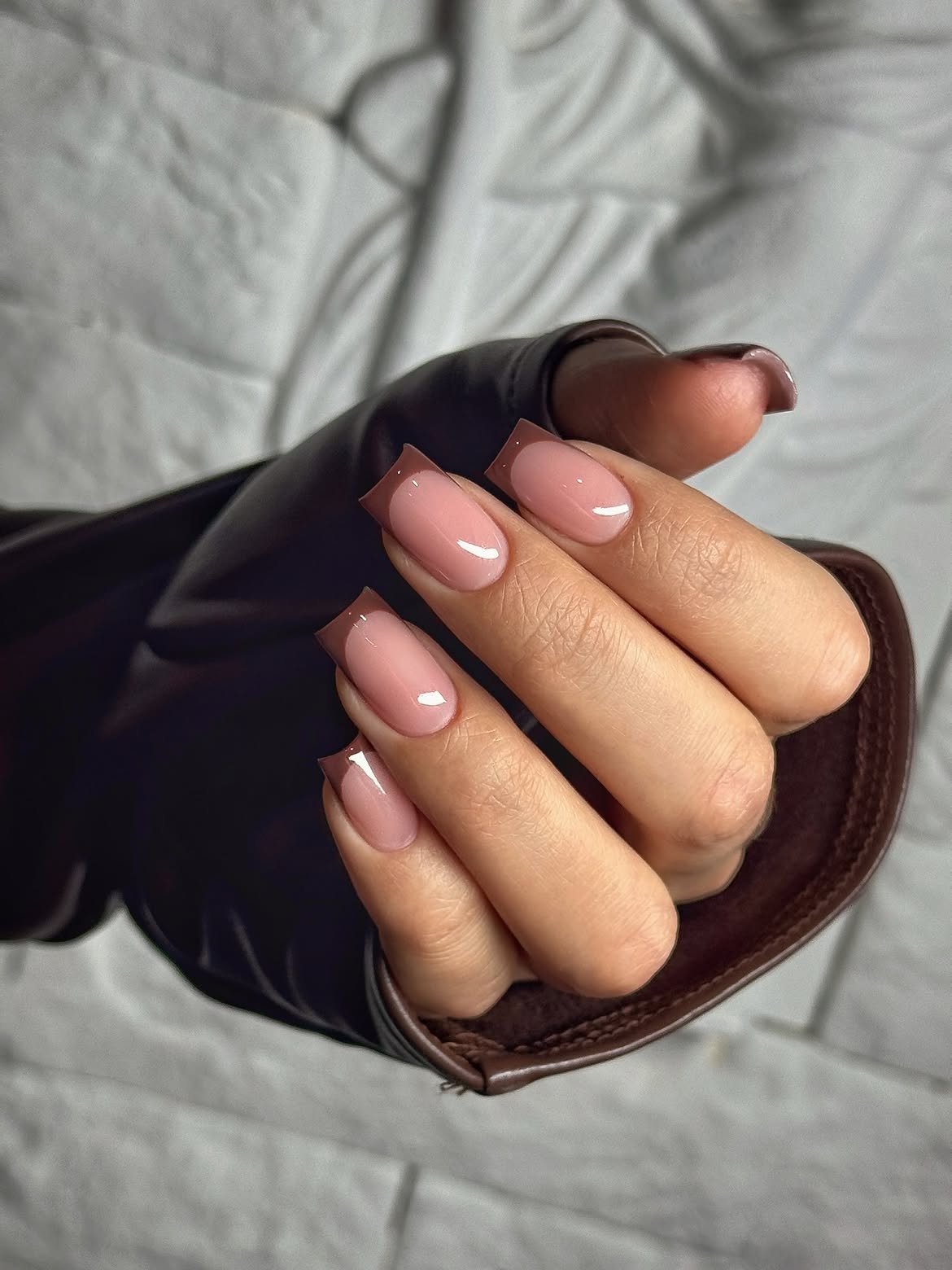 Chic Chocolate & Nude French Tips