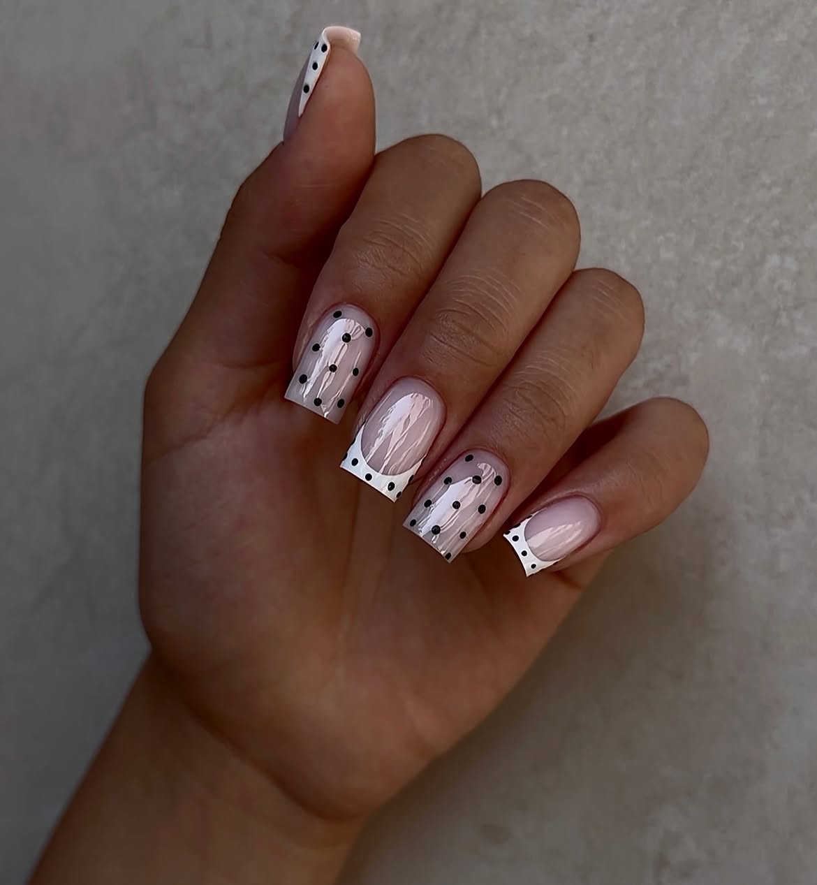 Chic Polka Dot French Tip Coffin Nails