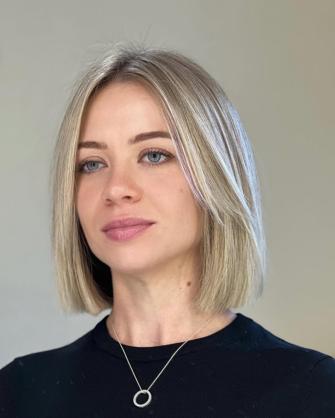 Chin Length Bob With Subtle Face Framing Layers