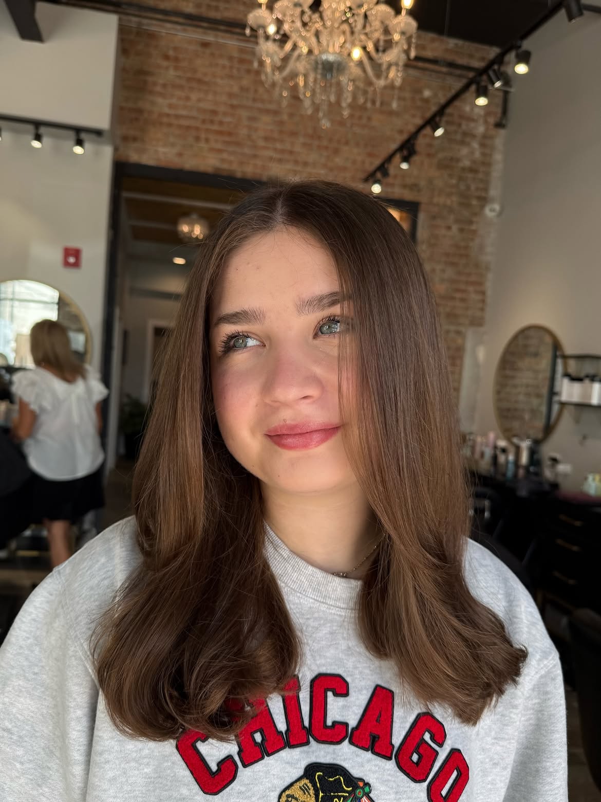 Chocolate Brown Lob With Subtle Face-Framing Layers