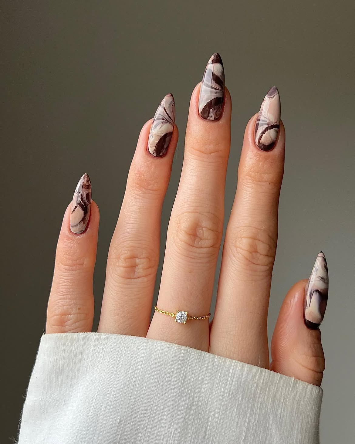 Chocolate Swirl Almond Nails